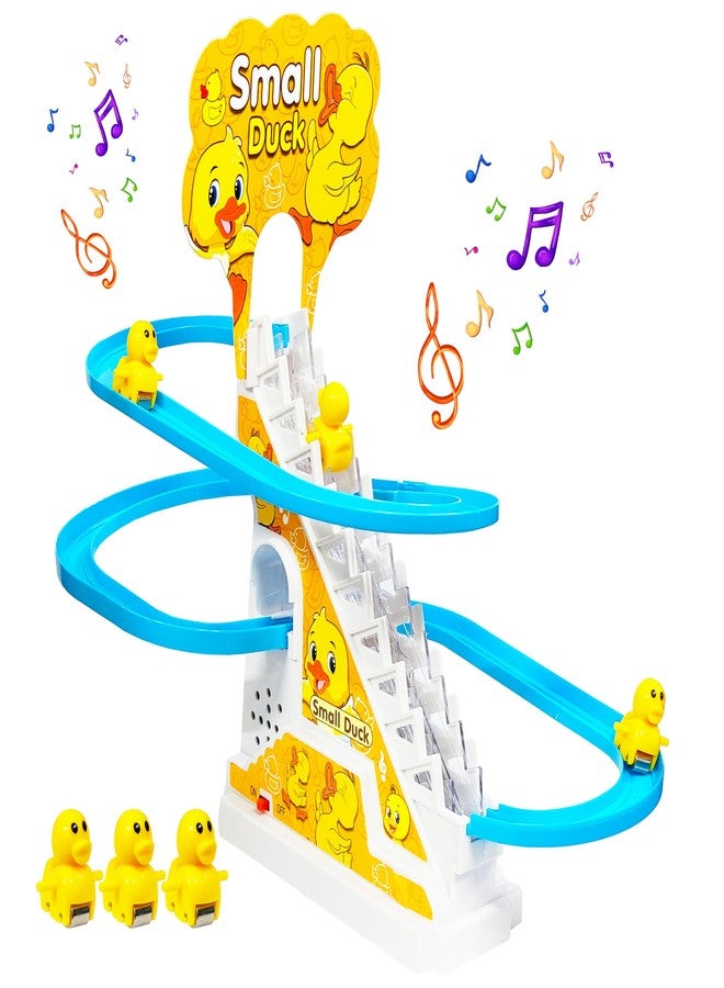VGRASSP Duck Slide Toy Set, Funny Automatic Duck Chasing Race Track Game Set, Climbing Duckling Lovely Toy Escalator with Lights and Music, Cute Cartoon Ladder with 3 Ducks - Image 1